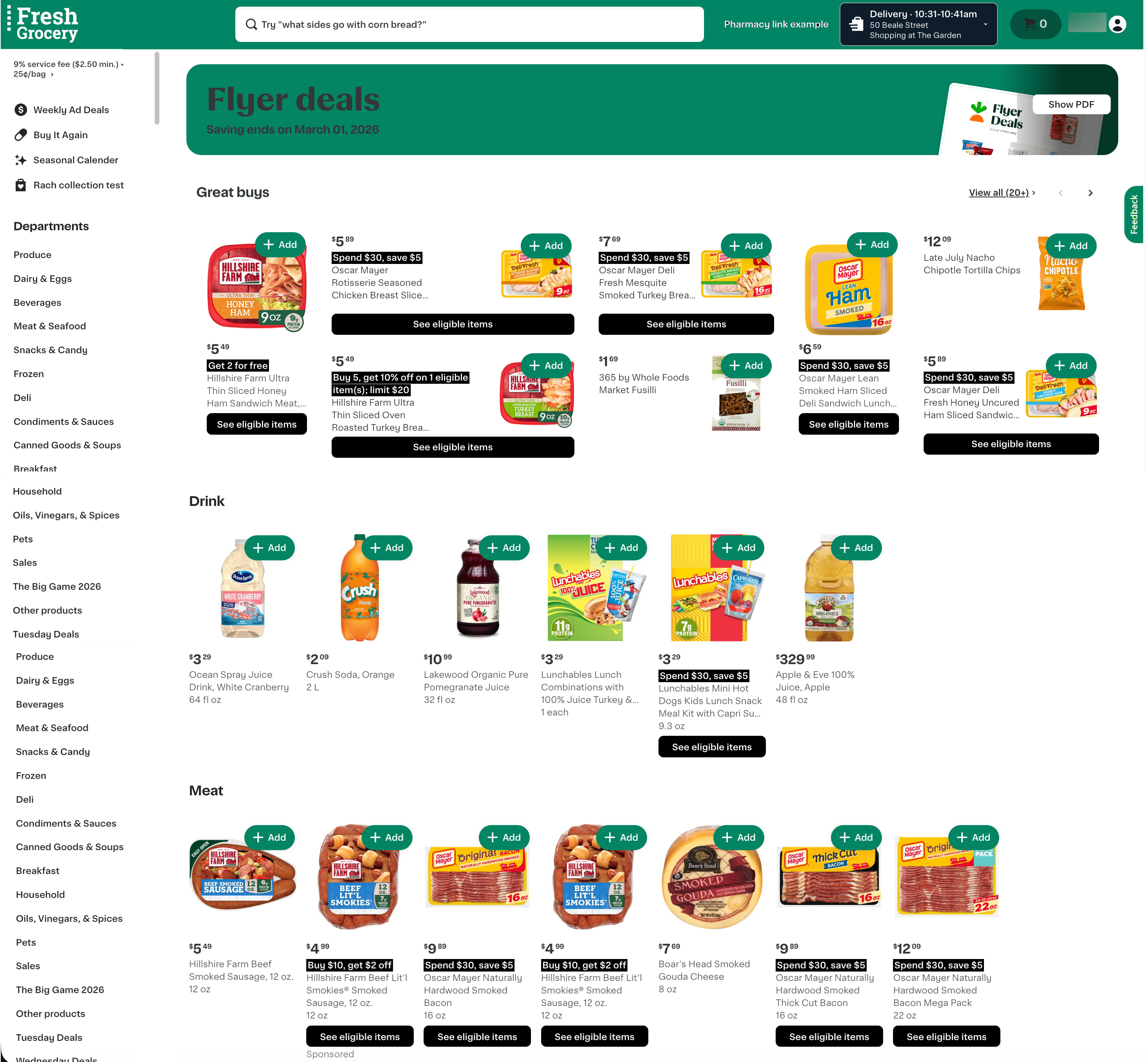 Shows the digital flyer page.